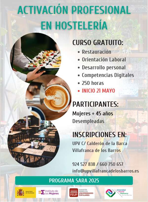 Villafranca de los Barros impulsa el empleo femenino con un curso gratuito de hostelería