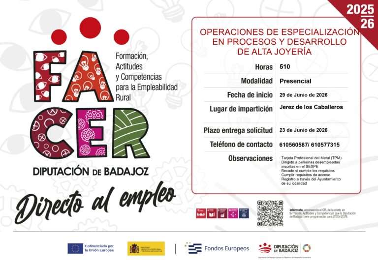 La Diputación de Badajoz ofrece formación gratuita en alta joyería en Jerez de los Caballeros