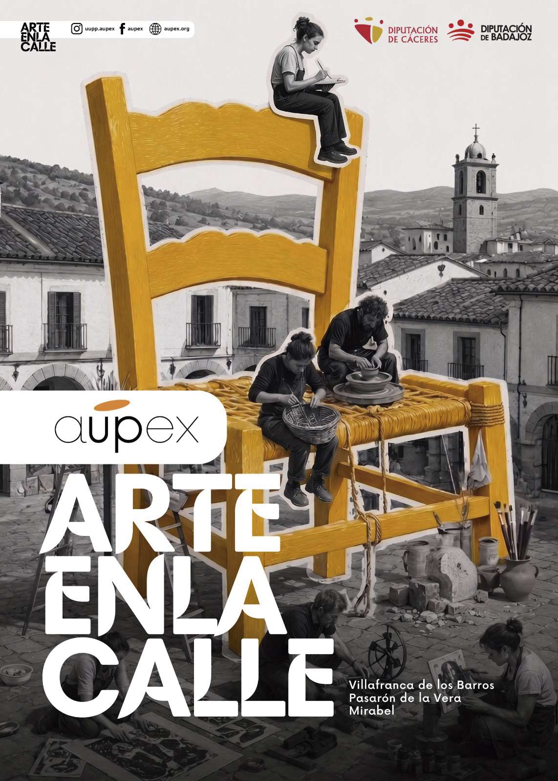 El programa ‘Arte en la calle’ 2026 se celebrará en Villafranca de los Barros, Pasarón de la Vera y Mirabel