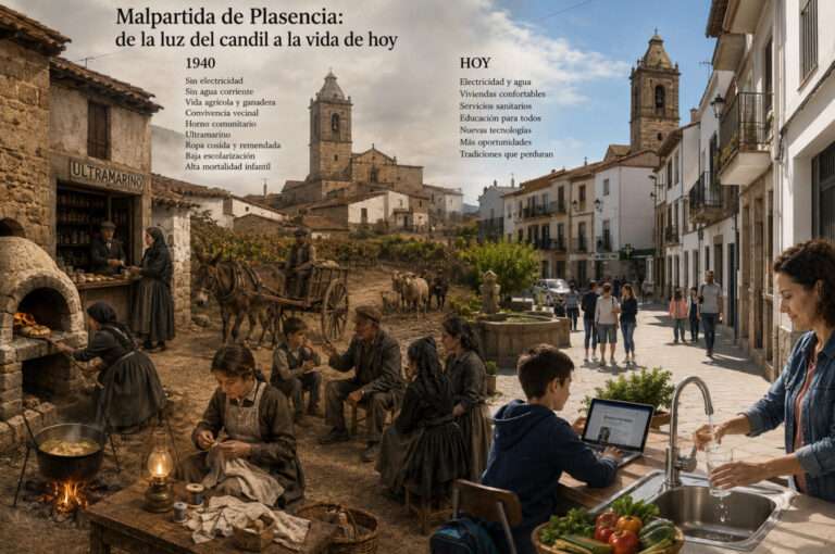Malpartía de Pladencia: de la lú del candil a la vía doi en día
