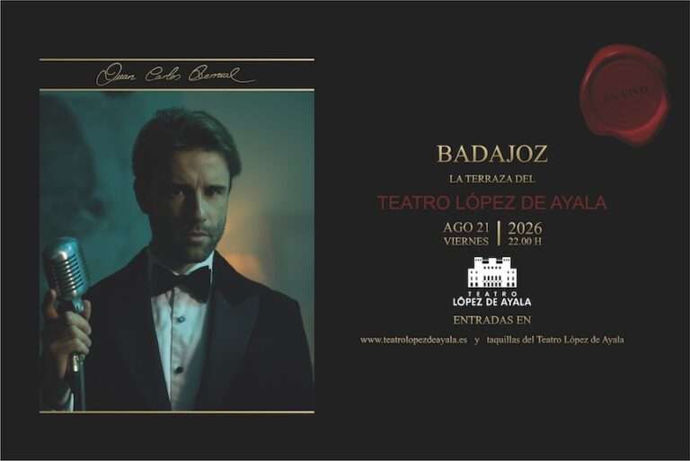 Juan Carlos Berrocal actuará en el Teatro López de Ayala de Badajoz junto a 'Materia Prima' el 21 de agosto de 2026