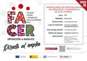 La Diputación de Badajoz ofrece formación especializada en alta joyería en Jerez de los Caballeros