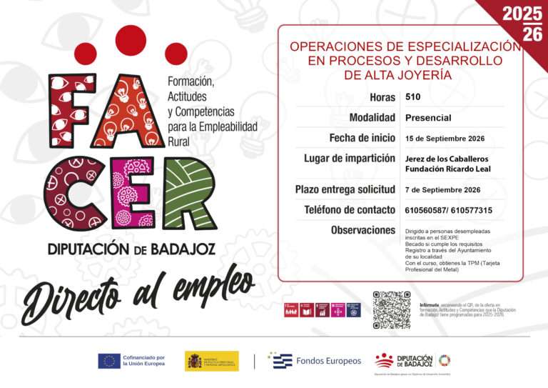 La Diputación de Badajoz ofrece formación especializada en alta joyería en Jerez de los Caballeros