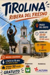 Ribera del Fresno desafiará las alturas con una espectacular tirolina de más de 100 metros en el Paseo del Cristo
