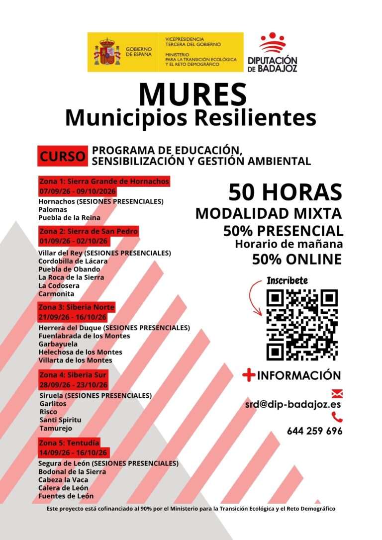 La Diputación de Badajoz abre las inscripciones para un nuevo curso del proyecto MURES