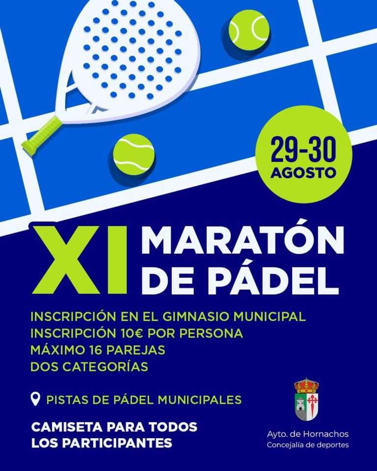 Hornachos se prepara para celebrar el XI Maratón de Pádel con deporte, convivencia y participación