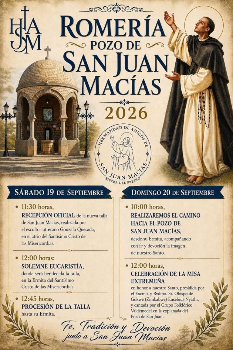 Ribera del Fresno prepara su Romería del Pozo con una nueva imagen de San Juan Macías, peregrinación y música