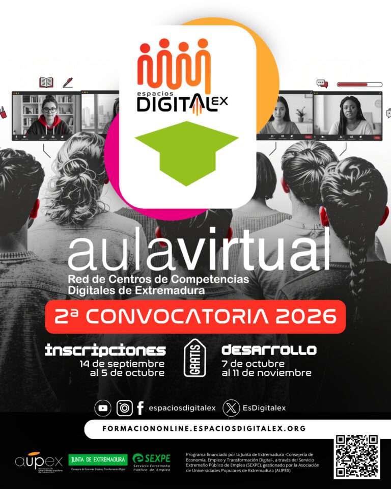 Aupex abre la inscripción para la segunda convocatoria de 2026 de 'Espacios Digitalex'
