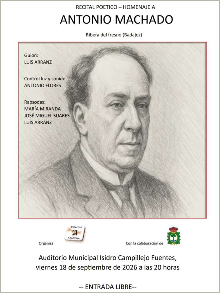 El Auditorio Isidro Campillejo acoge un homenaje poético a Antonio Machado de la mano del Colectivo Ataecina