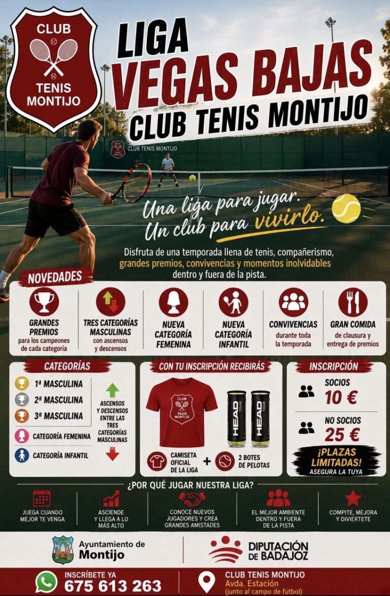 El Club de Tenis de Montijo crea la Liga de Tenis Vegas Bajas