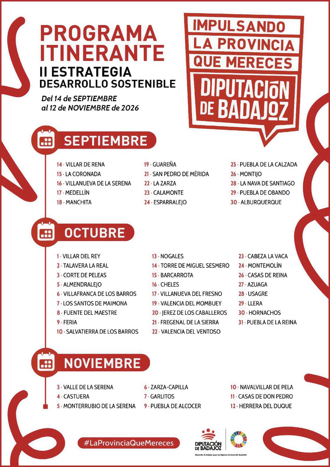 La Diputación de Badajoz recorrerá 50 municipios con la iniciativa ‘Impulsando la provincia que mereces’