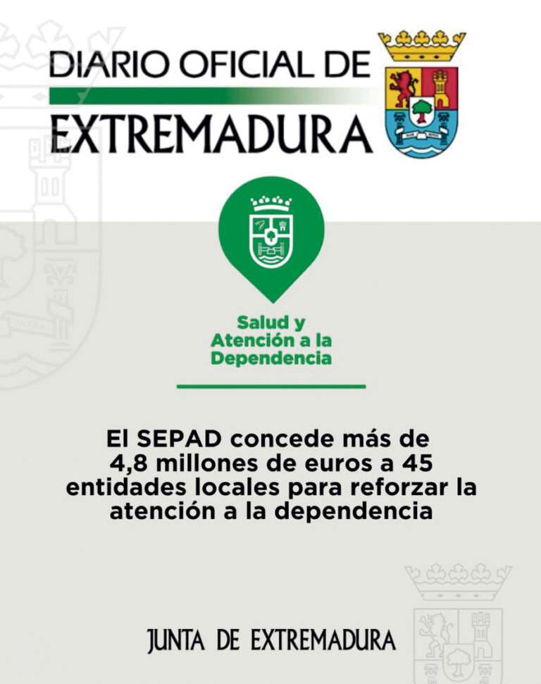 La Junta de Extremadura destina 4,85 millones de euros a mejorar centros de atención a la dependencia y servicios de proximidad