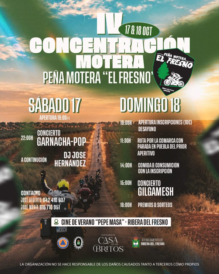 Ribera del Fresno volverá a rugir con la IV Concentración motera de la Peña ‘El Fresno’