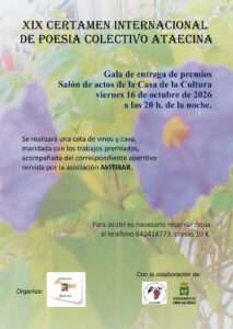 Ribera del Fresno celebrará la gala del XIX Certamen Internacional de Poesía Colectivo Ataecina con una cata de vinos y cava