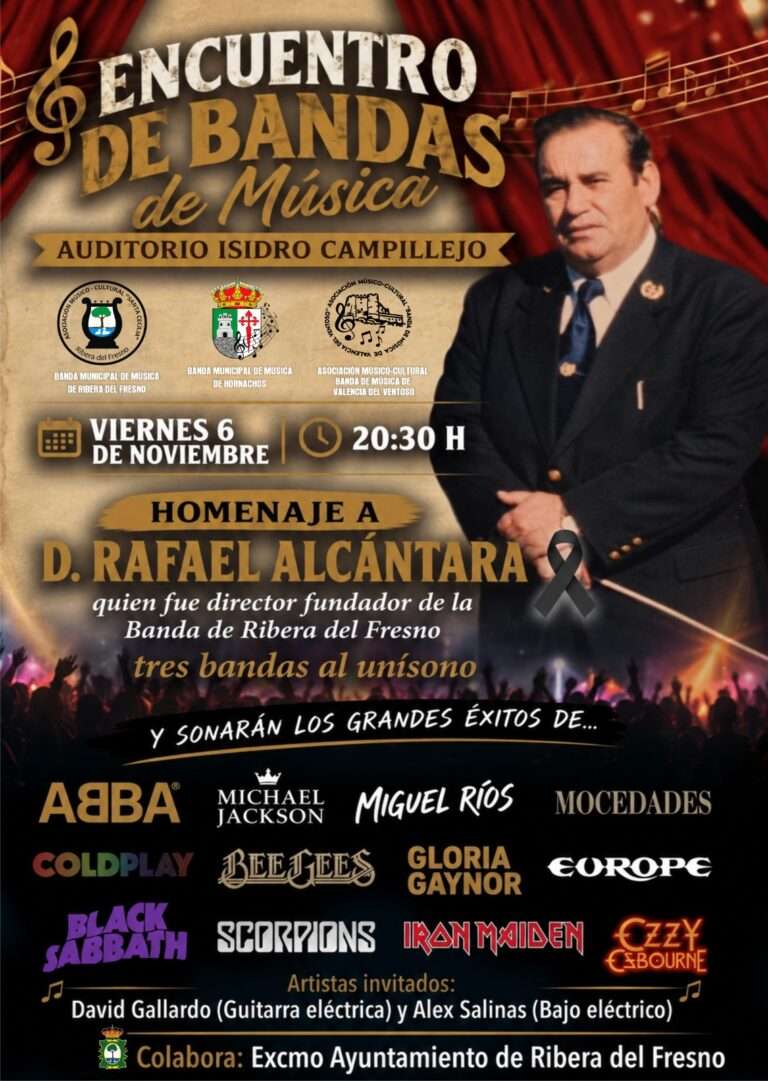 Tres bandas rendirán homenaje a Rafael Alcántara Collado en un encuentro musical en Ribera del Fresno